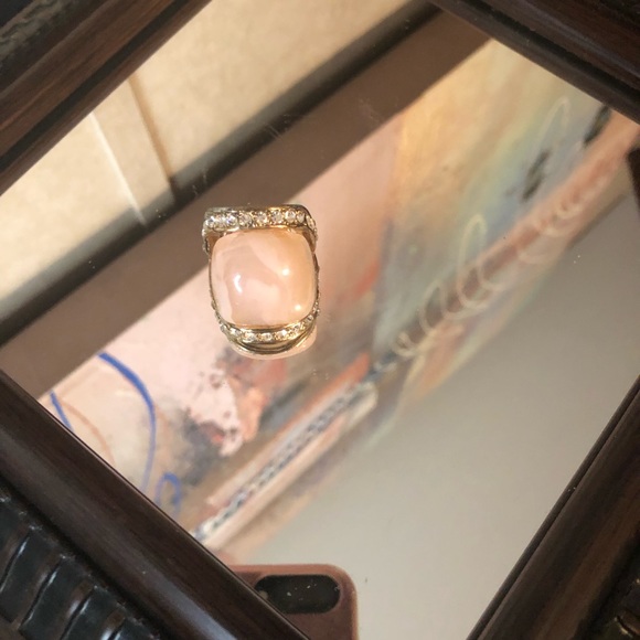 Beautiful Pink Stone And Rhinestone Ring - Picture 1 of 9